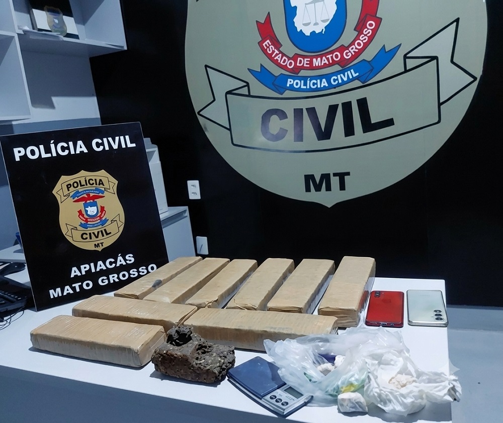Polícia Civil apreende quase 10 quilos de drogas e prende suspeito por tráfico em Apiacás