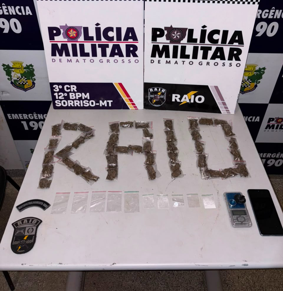 Polícia Militar apreende armas de fogo e 47 porções de drogas em Sorriso